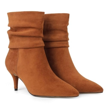 CosyFever Sexy Slouch Ankle Boots for Women with Fashon Mid Stiletto Heels Pointed Toe - 8 B(M) US