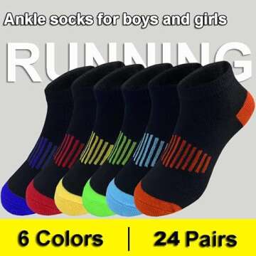 Tsmollyu Boy Socks 24 Pairs Half Cushioned Low Cut Socks Ankle Athletic Cotton Socks For Little Big Kids Age 3-10(3-5 Years)