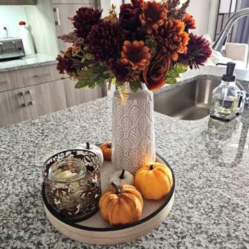 LiteViso 10 Inch White Ceramic Vase, Flower Vase Modern for Home Decor, Boho Vases for Pampas Grass, Decorative White Vases for Flowers Mantel, Living Room, Farmhouse Table Centerpieces, Off-White