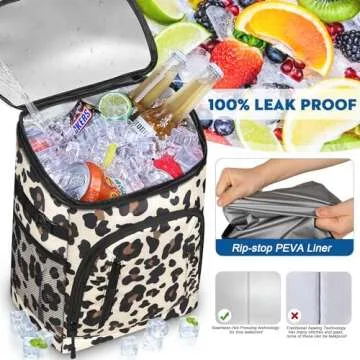 Capolo Cooler Backpack 30 Cans, Insulated Backpack Cooler Leak Proof Large Capacity Thermal Bag Beverage Beer Soft Cooler Bag Lunch Camping Travel Picnic Hiking for Men Women Leopardprint