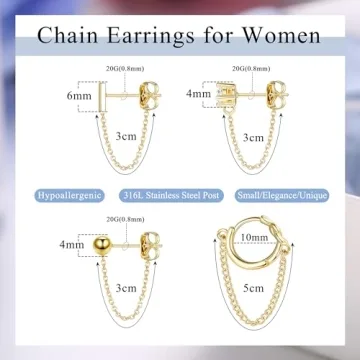 YADOCA 4 Pairs Chain Earrings for Stylish Women