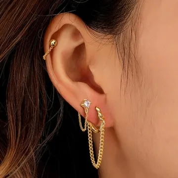 YADOCA 4 Pairs Chain Earrings for Stylish Women