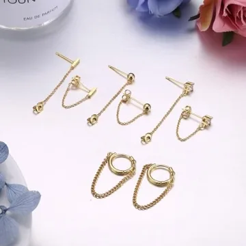 YADOCA 4 Pairs Chain Earrings for Stylish Women