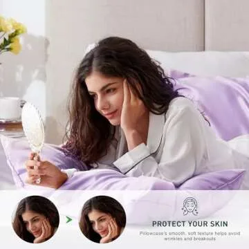 Love's cabin Satin Pillowcase for Hair and Skin (Light Purple, 20x30 inches) Similar to Silk Pillow Cases, Pillow Cases Queen Size Set of 2 - Satin Cooling Pillow Covers with Envelope Closure