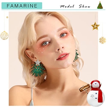 FAMARINE Christmas Earrings for Women Vintage Christmas Tree Star Drop Dangle Earrings Christmas Holiday Jewelry