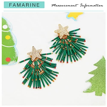 FAMARINE Christmas Earrings for Women Vintage Christmas Tree Star Drop Dangle Earrings Christmas Holiday Jewelry