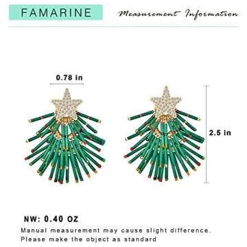FAMARINE Christmas Earrings for Women Vintage Christmas Tree Star Drop Dangle Earrings Christmas Holiday Jewelry
