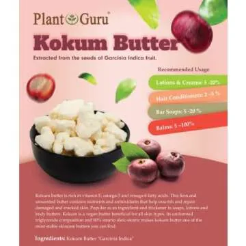Raw Kokum Butter 32 oz. / 2 lbs. 100% Pure Natural Cold Pressed - Great for Skin, Body and Hair Moisturizer, DIY Creams, Balms, Lotions and Soap Making.