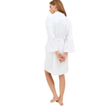 Marks & Spencer womens Pure Cotton Waffle Gown Bathrobe, White, Small US
