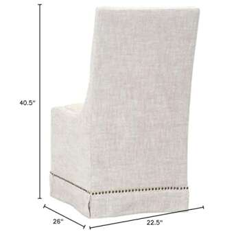 MAKLAINE 19" Transitional Fabric Dining Side Chair in Beige (Set of 2)