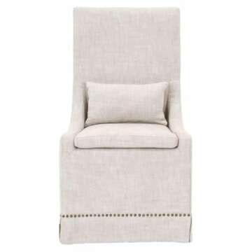 MAKLAINE 19" Transitional Fabric Dining Side Chair in Beige (Set of 2)