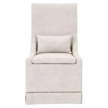 MAKLAINE 19" Transitional Fabric Dining Side Chair in Beige (Set of 2)