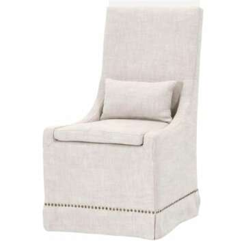 MAKLAINE 19" Transitional Fabric Dining Side Chair in Beige (Set of 2)