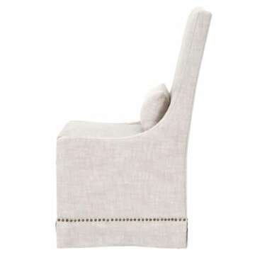 MAKLAINE 19" Transitional Fabric Dining Side Chair in Beige (Set of 2)