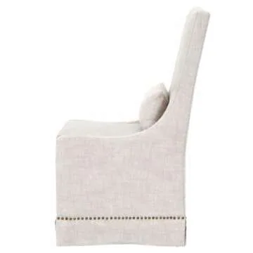 MAKLAINE 19" Transitional Fabric Dining Side Chair in Beige (Set of 2)