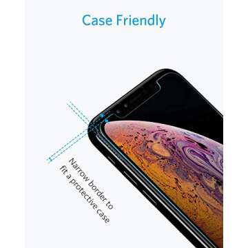 Anker GlassGuard Screen Protector for iPhone X/iPhone Xs/iPhone 5.8 Inch with Alignment Frame for Easy, Bubble-Free Installation and DoubleDefence Tempered Glass [Case Friendly] [2-Pack]