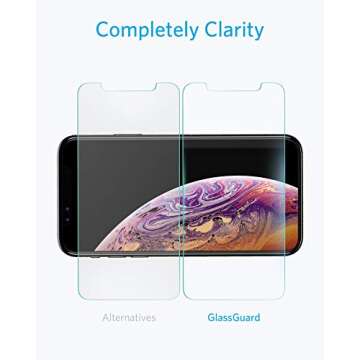 Anker GlassGuard Screen Protector for iPhone X/iPhone Xs/iPhone 5.8 Inch with Alignment Frame for Easy, Bubble-Free Installation and DoubleDefence Tempered Glass [Case Friendly] [2-Pack]
