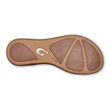 OLUKAI 'Aukai Women's Beach Sandals, Soft Leather Flip-Flop Slides with Non Marking Outsoles, Lightweight & All-Day Comfort, Tan/Tan, 8