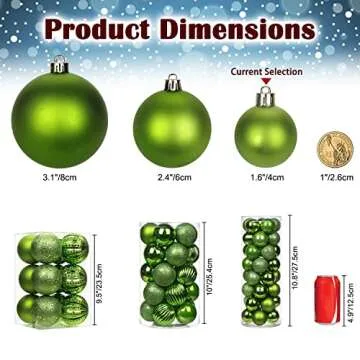 1.57" Green Christmas Balls Ornaments 40 Pcs Shatterproof Christmas Ornaments Set Small Light Green Ornaments for Christmas Tree Halloween Holiday Party