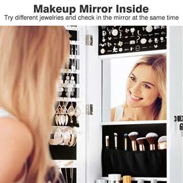 LANGRIA Jewelry Cabinet Organizer with Full Length Mirror