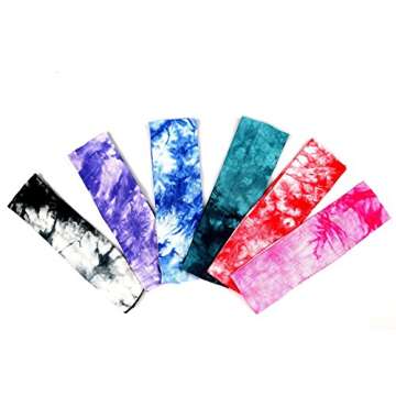12 Pack Cotton Headbands by Teemico - Tie Dye Headbands Cotton Stretch Headbands Elastic Yoga Hairba...