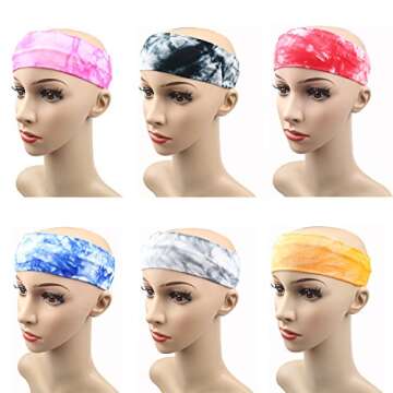 12 Pack Cotton Headbands by Teemico - Tie Dye Headbands Cotton Stretch Headbands Elastic Yoga Hairband for Teens Girls Women Exercise Running Sports Hair Wrap Accessories