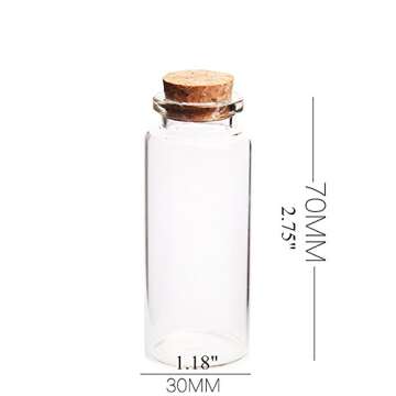 Danmu 30ml 1.18" x 2.75" Potion Bottles,Glass Bottles with Cork Stopper,Mini Glass Bottles,Small Gla...