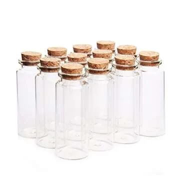 Danmu 30ml 1.18" x 2.75" Potion Bottles,Glass Bottles with Cork Stopper,Mini Glass Bottles,Small Glass Jars for Wedding Favors,Halloween Decorations,Baby Shower,Party Favors(12Pcs)