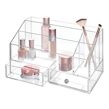 iDesign Plastic Tiered Divided Cosmetic Organizer with Drawers for Storage of Makeup, and Accessorie...