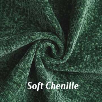 FUTEI Dark Green Chenille Throw Pillow Covers 18x18 Inch Set of 2,Soft Velvet Cushion Case,Home Deco...