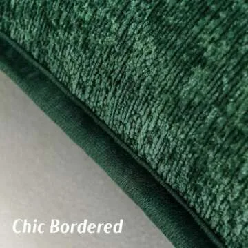 FUTEI Dark Green Chenille Throw Pillow Covers 18x18 Inch Set of 2,Soft Velvet Cushion Case,Home Decor for Couch Bed Living Room