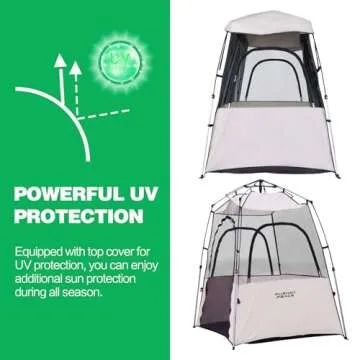 Tents for Camping Sport Instant Weather Proof Tent Pop Up Clear View Outdoor Tent with Removable Top Cover and Sealed Floor Mesh Sun Shelter for Sports Events Fishing Cheering (MESH 59*43*67 INCH)