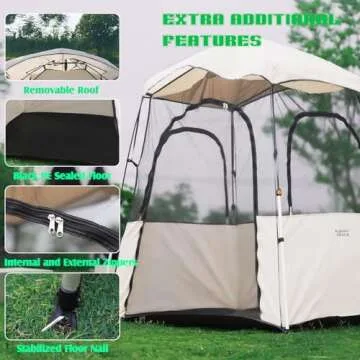 Tents for Camping Sport Instant Weather Proof Tent Pop Up Clear View Outdoor Tent with Removable Top Cover and Sealed Floor Mesh Sun Shelter for Sports Events Fishing Cheering (MESH 59*43*67 INCH)