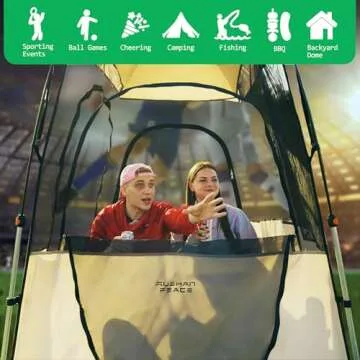 Tents for Camping Sport Instant Weather Proof Tent Pop Up Clear View Outdoor Tent with Removable Top Cover and Sealed Floor Mesh Sun Shelter for Sports Events Fishing Cheering (MESH 59*43*67 INCH)