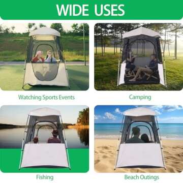 Tents for Camping Sport Instant Weather Proof Tent Pop Up Clear View Outdoor Tent with Removable Top Cover and Sealed Floor Mesh Sun Shelter for Sports Events Fishing Cheering (MESH 59*43*67 INCH)