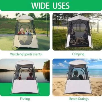 Tents for Camping Sport Instant Weather Proof Tent Pop Up Clear View Outdoor Tent with Removable Top Cover and Sealed Floor Mesh Sun Shelter for Sports Events Fishing Cheering (MESH 59*43*67 INCH)