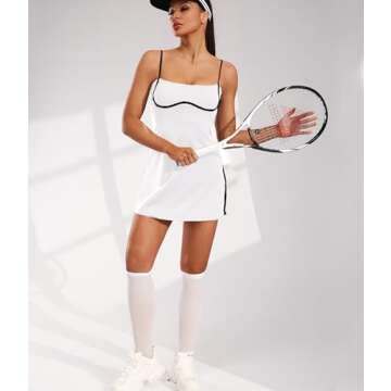 Stylish Workout Tennis Dress with Built-in Bra & Shorts for Women