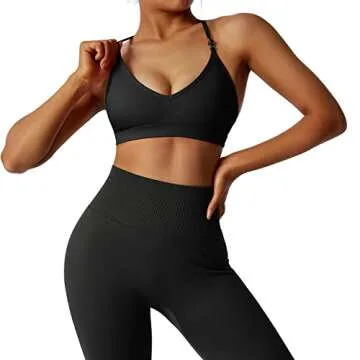 RUUHEE Women Workout Sports Bra Backless Criss Cross Halter Padded Low Impact Yoga Crop Bras(Small,Black-4)