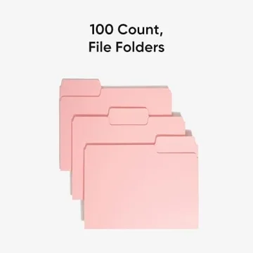 Smead 100 Count Standard Pink File Folders with Tabs