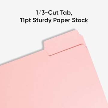 Smead 100 Count Standard Pink File Folders with Tabs