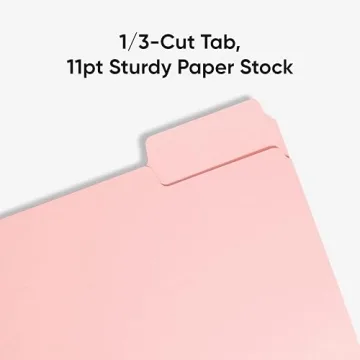 Smead 100 Count Standard Pink File Folders with Tabs