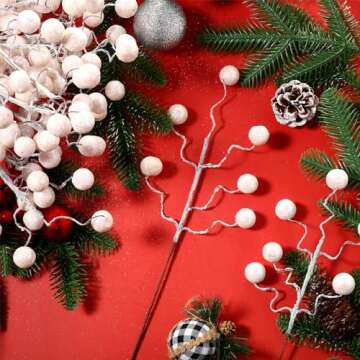 Hiboom 30 Pcs Glitter Ball Picks 14 Inch Artificial Flowers for Centerpieces Curly Spray Ball Sticks...