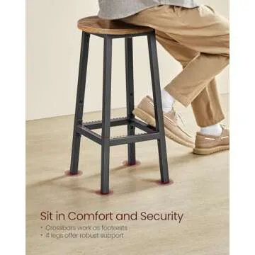 VASAGLE Bar Stools, Set of 2 Bar Chairs, Steel Frame, 25.2 Inch Tall, for Kitchen Dining, Easy Assembly, Industrial Design, Rustic Brown and Black ULBC32X