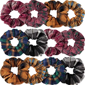 Stylish WILLBOND 12 Pcs Plaid Scrunchies for Hair