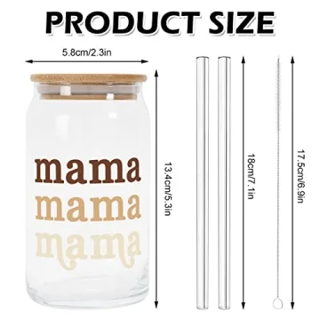 Boho Mama Drinking Glasses Set for Mother Gifts 16oz