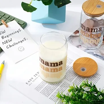 Boho Mama Drinking Glasses Set for Mother Gifts 16oz