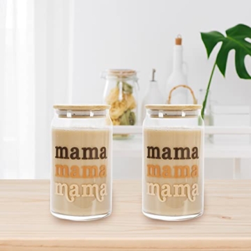 Boho Mama Drinking Glasses Set for Mother Gifts 16oz