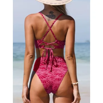 CUPSHE Stylish High Waisted Scalloped Bikini Set