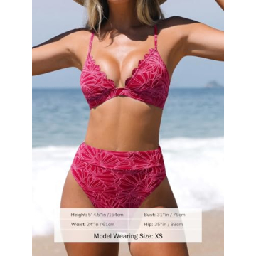 CUPSHE Stylish High Waisted Scalloped Bikini Set