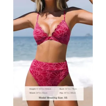 CUPSHE Stylish High Waisted Scalloped Bikini Set